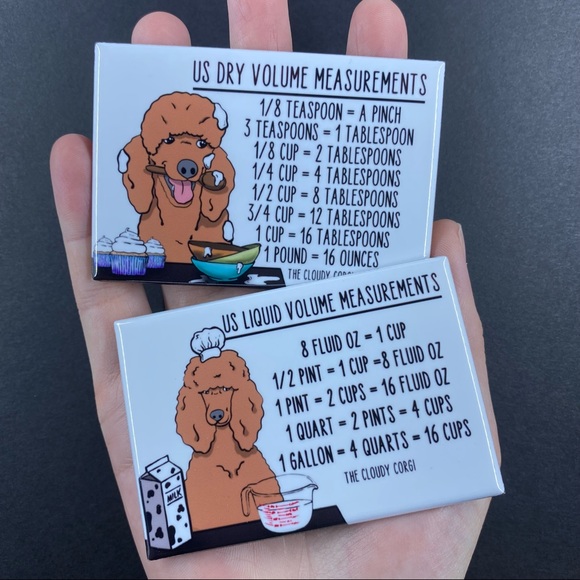 Tan Standard Poodle Dog Measuring Chart Magnet Set Kitchen Cooking Baking Guide - Picture 6 of 8
